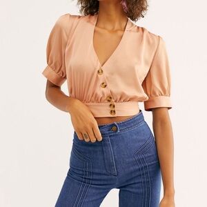 NWOT Free People Peach Vintage crop top Size:M